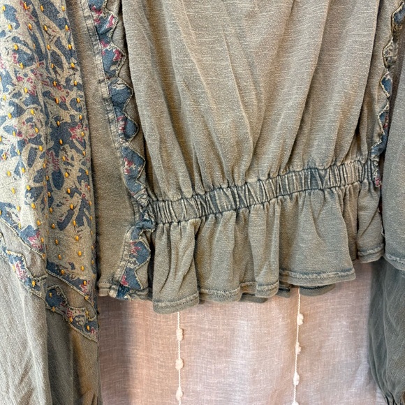 Free People Olive Embroidered Blouse - Picture 3 of 7